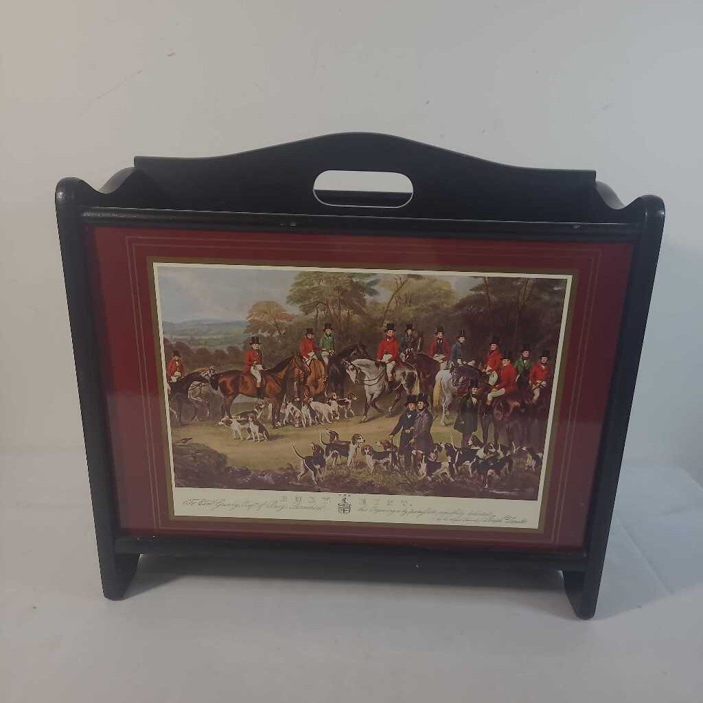 VTG FOX HUNT WOOD MAGAZINE RACK~ THE BURY HUNT
