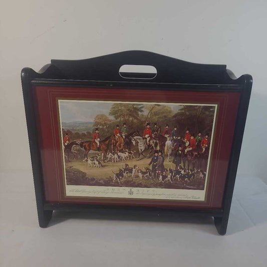 VTG FOX HUNT WOOD MAGAZINE RACK~ THE BURY HUNT