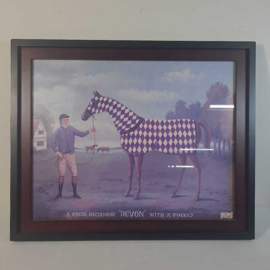 A PRIZE RACEHORSE "DEVON" WITH JOCKEY