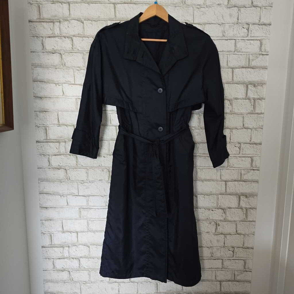 Vintage Navy Blue CYCLONE Trench Coat SZ 4