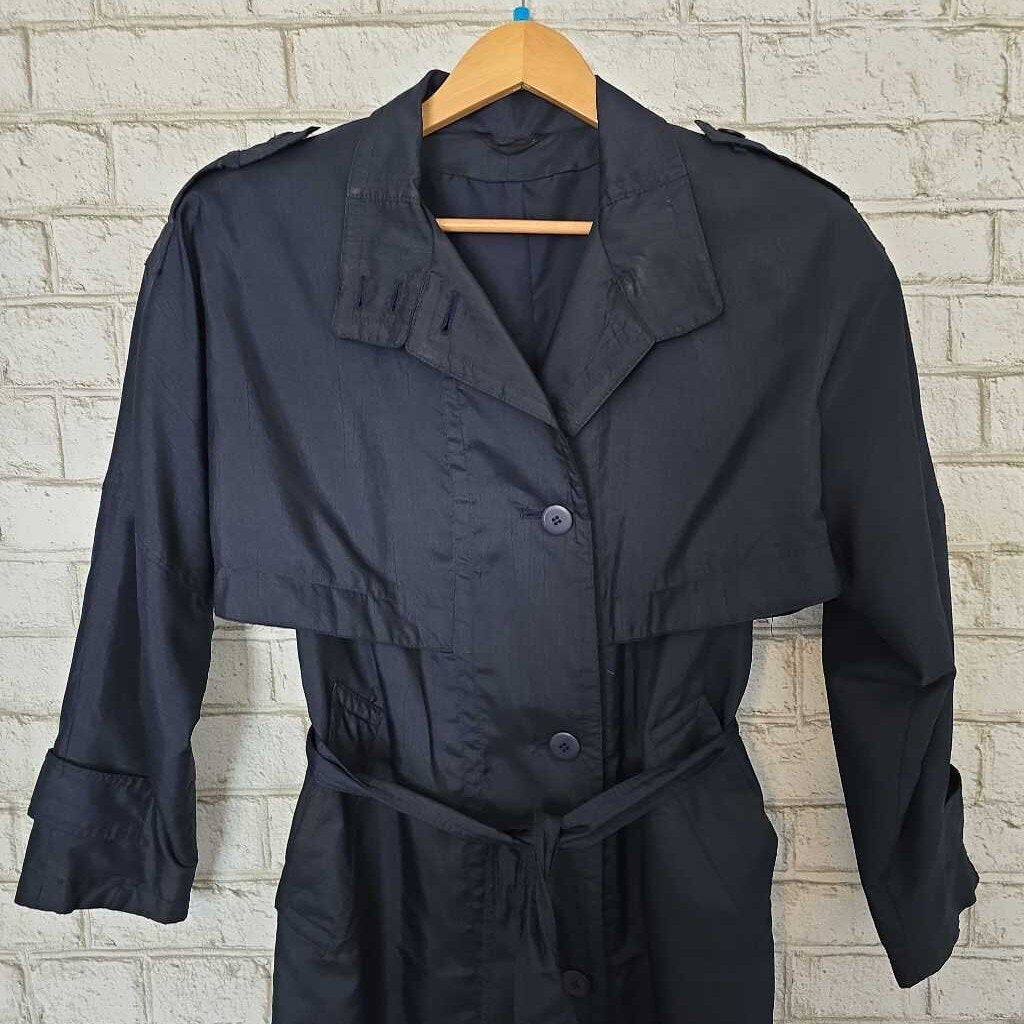 Vintage Navy Blue CYCLONE Trench Coat SZ 4