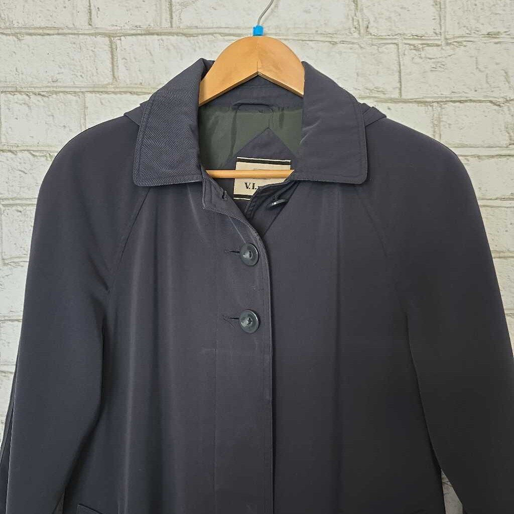Vintage Navy Blue SEQUENCE VI PETITE Trench Coat XS