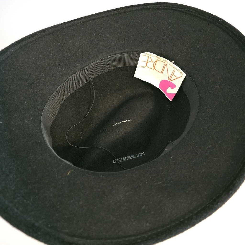 Vintage ANDRE MONTREAL Black Velour Felt Fedora