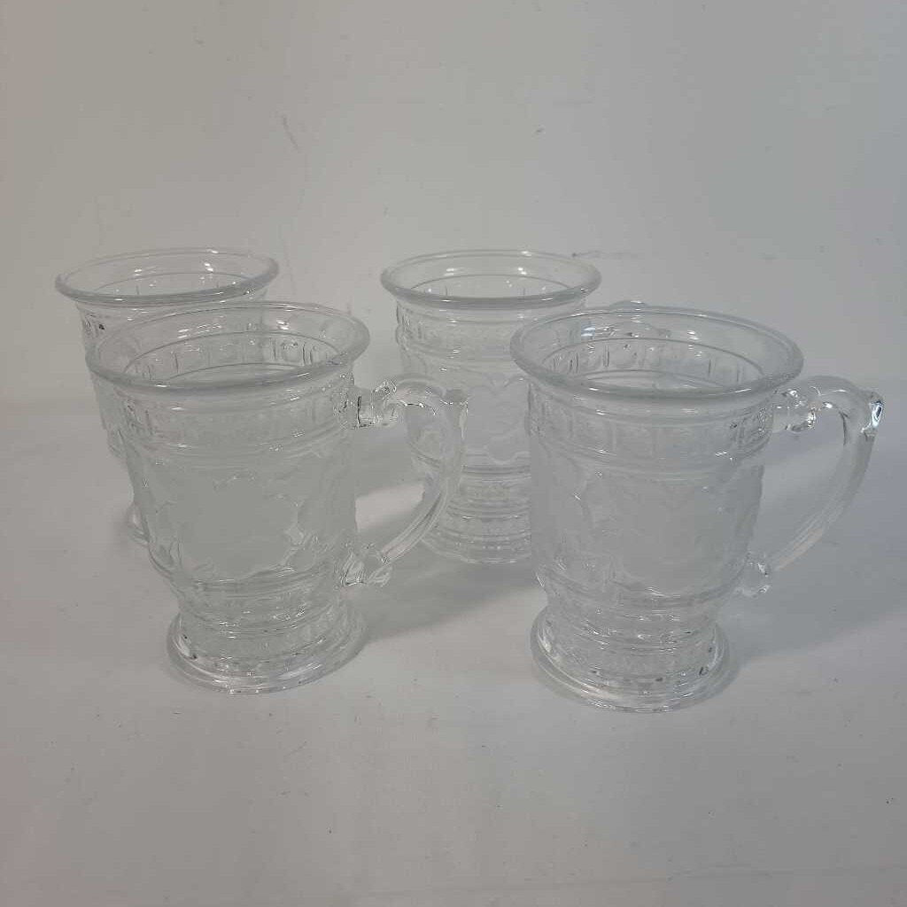 S/4 VTG FROSTED ROSES MUGS