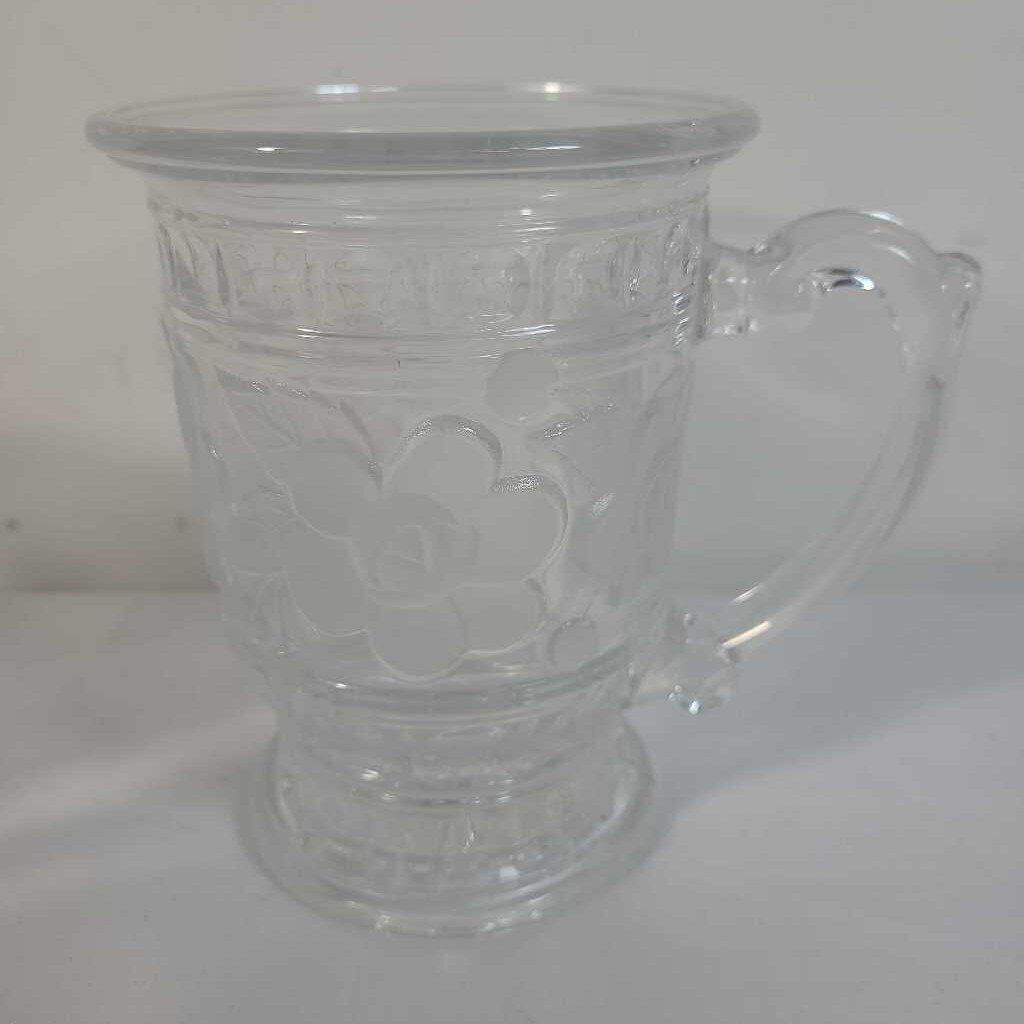 S/4 VTG FROSTED ROSES MUGS