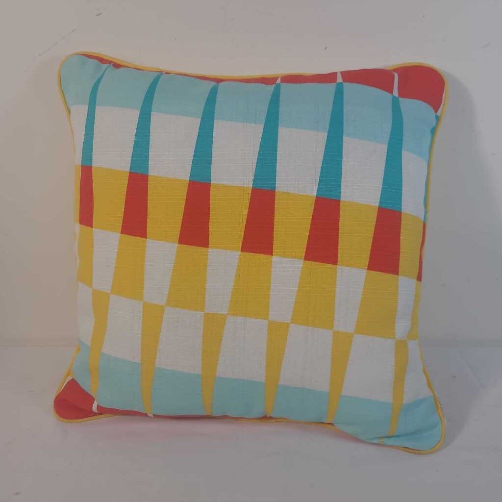YELLOW MULTI COLOURED OUTDOOR PILLOW