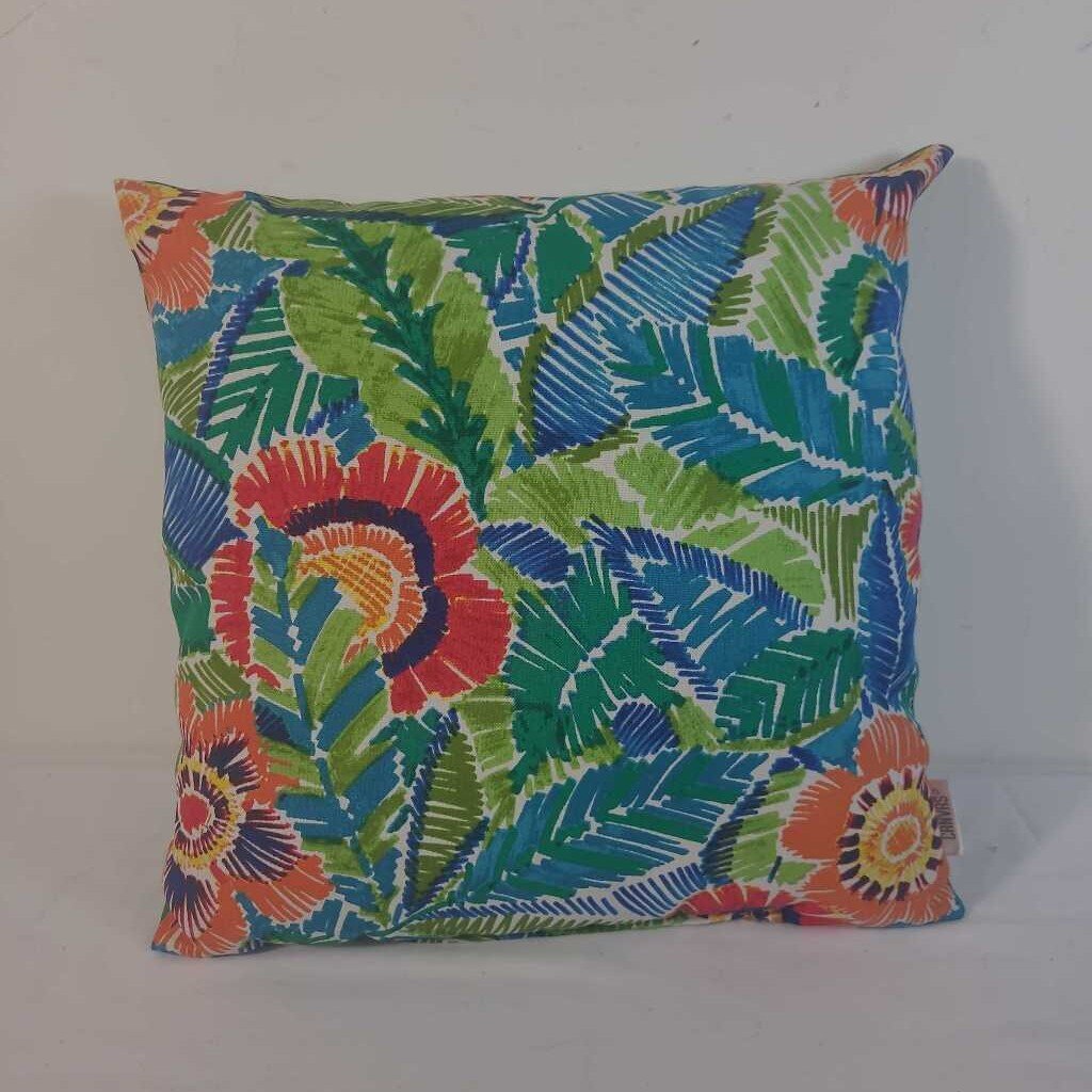 GREEN FLORAL OUTDOOR PILLOW