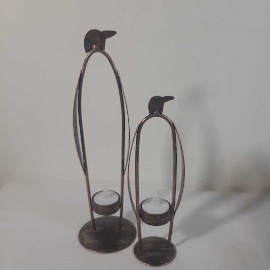 PR BRONZE PENGUIN TEALIGHT HOLDERS