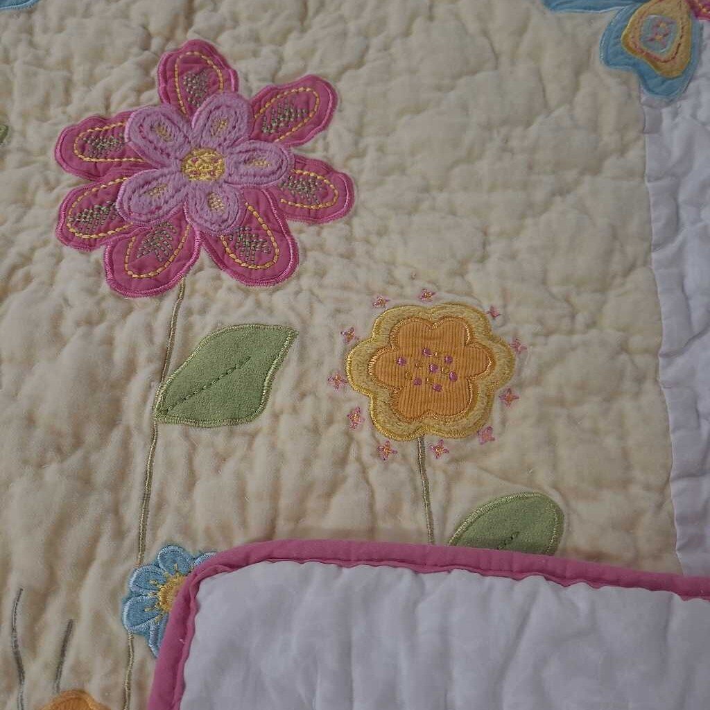 POTTERY BARD PINK FLORAL BABY QUILT