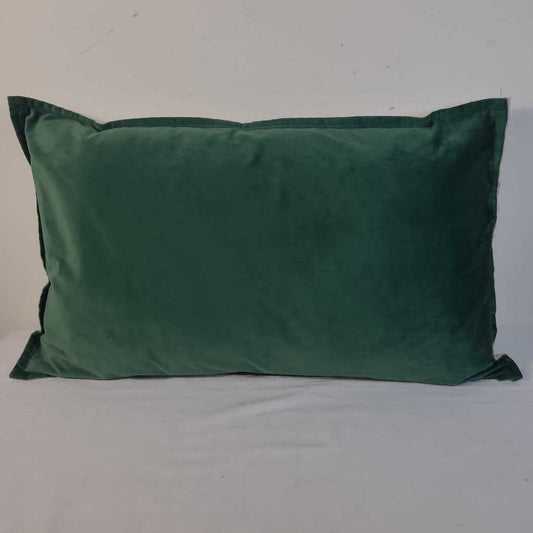 GREEN VELVET/CANVASE LUMBAR PILLOW