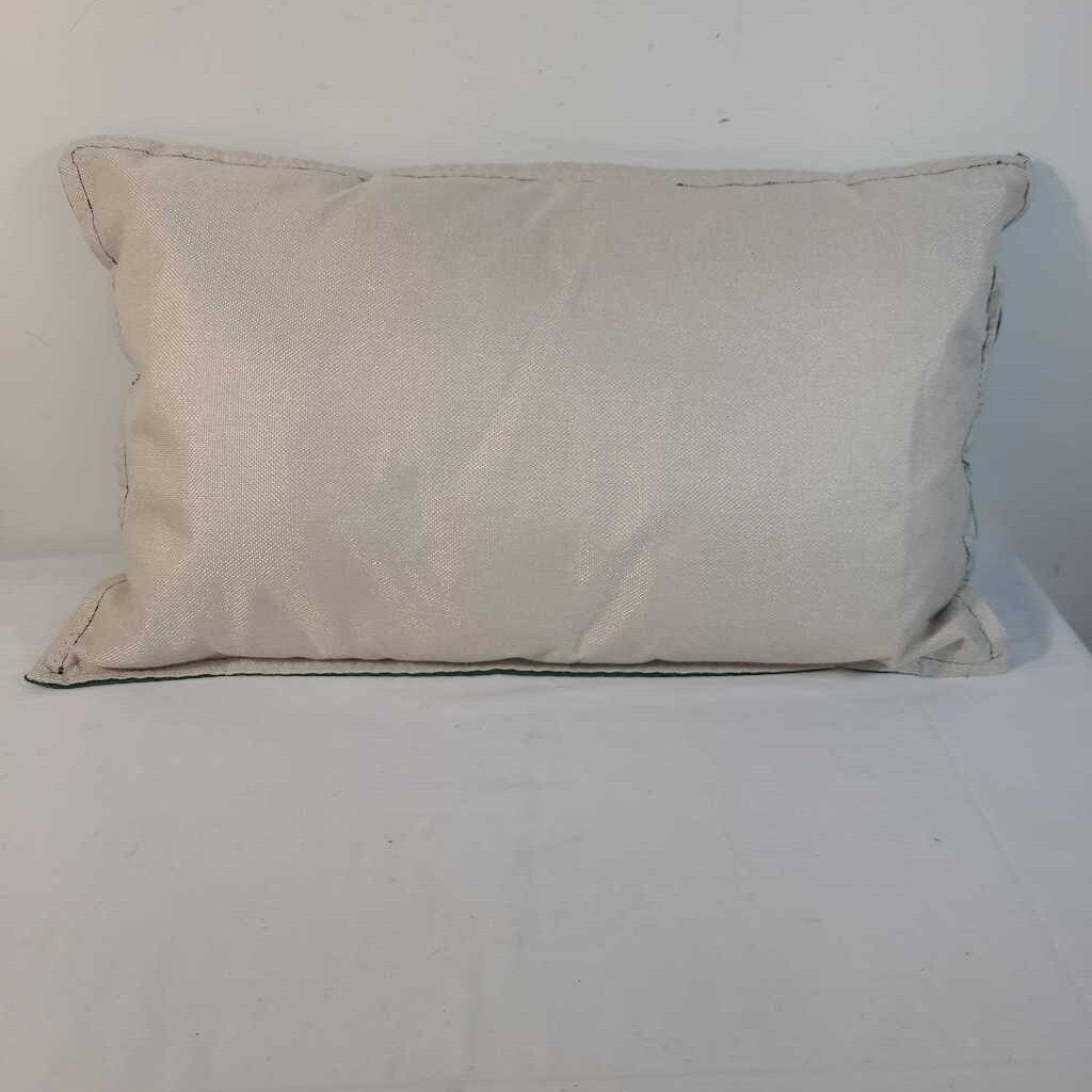 GREEN VELVET/CANVASE LUMBAR PILLOW