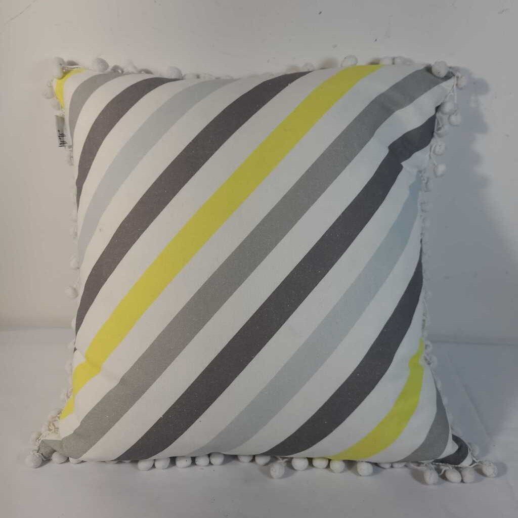 GREY & YELLOW STRIPED DOWN FILLED PILLOW