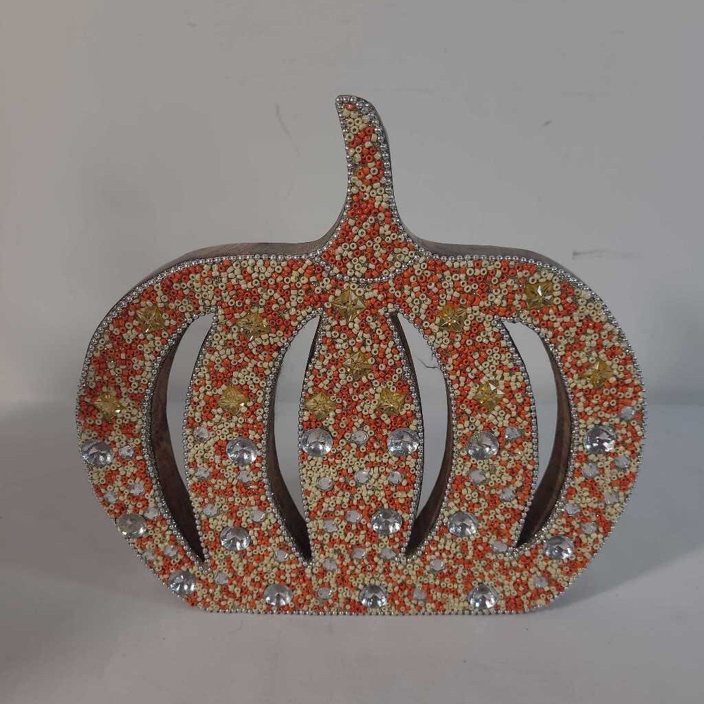 WOODEN BEADED PUMPKIN