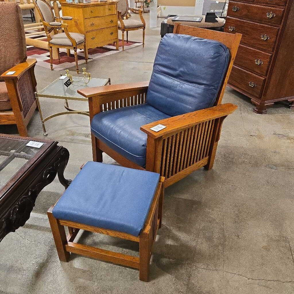 BASSETT MISSION STYLE CHAIR & OTTOMAN