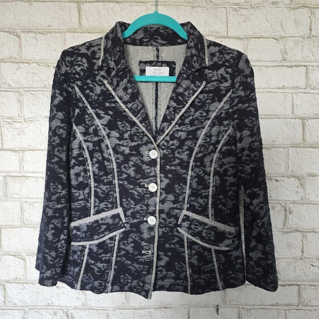 JUST WHITE Blue Cardi Jacket S-M