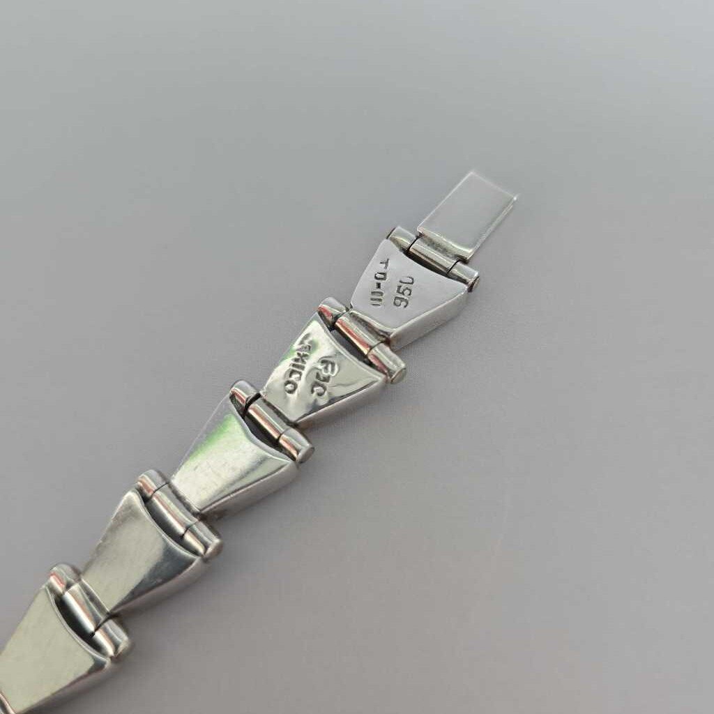 Vintage TAXCO 950 Sterling Silver & Malachite Bracelet SZ 7
