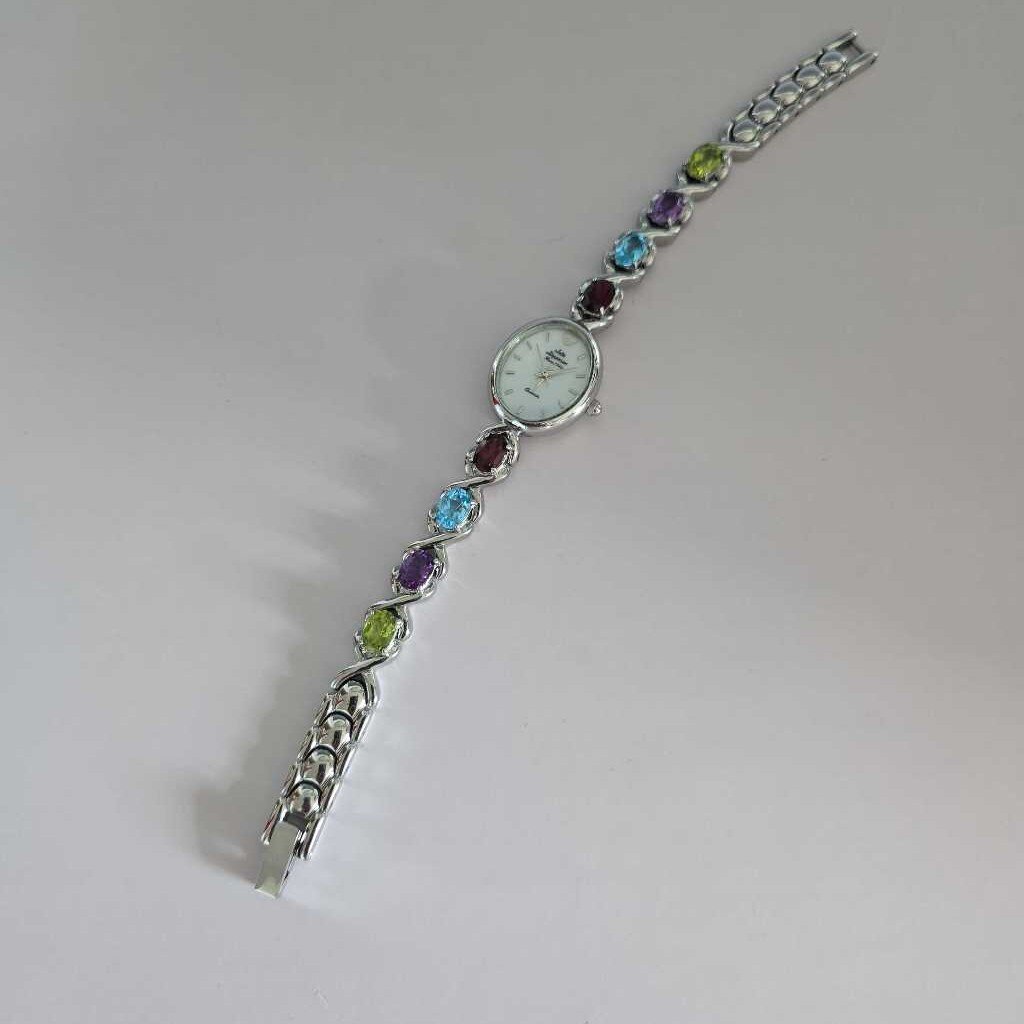 JULES JURGENSEN Denmark Gemstone Watch Garnet Amethyst Topaz