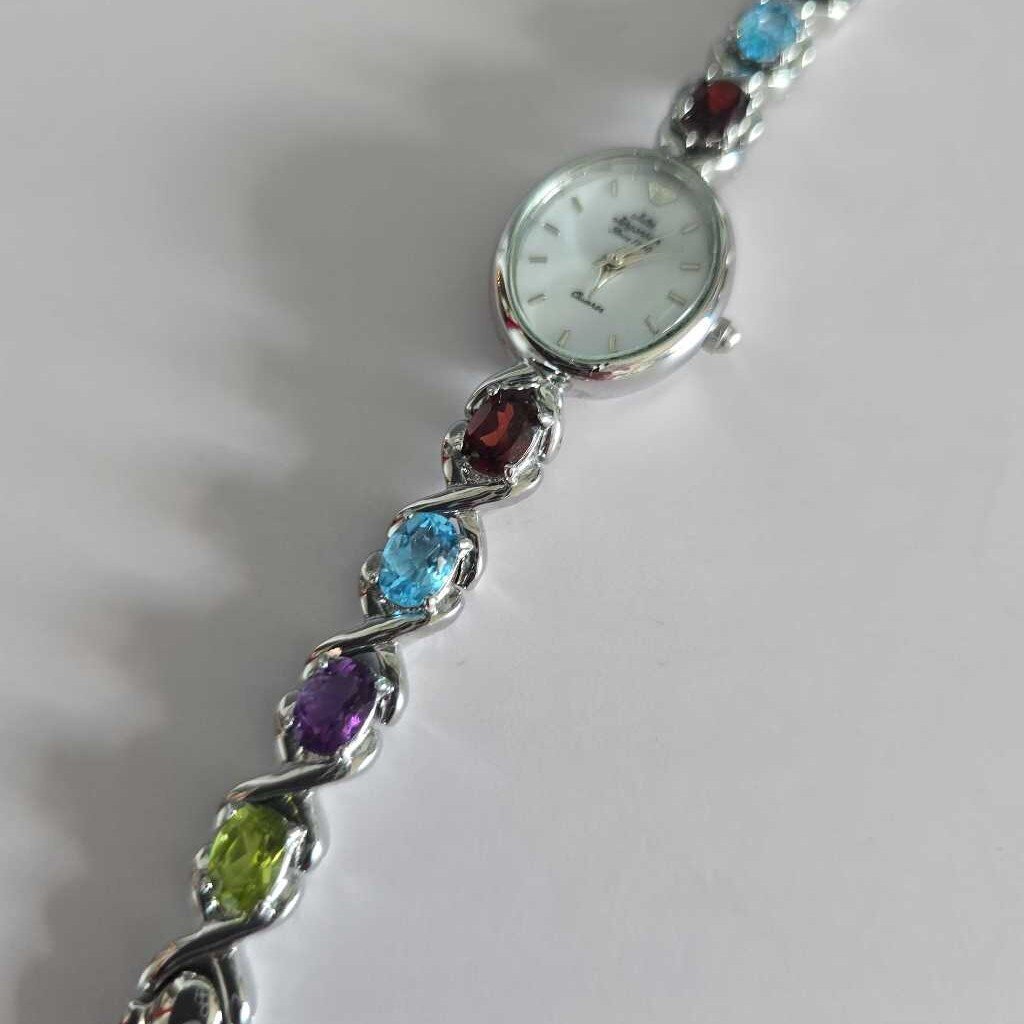 JULES JURGENSEN Denmark Gemstone Watch Garnet Amethyst Topaz