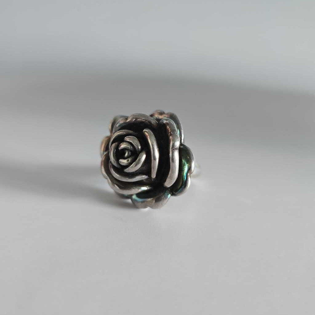 1970s 925 Sterling Silver Electroform Rose Ring SZ 8