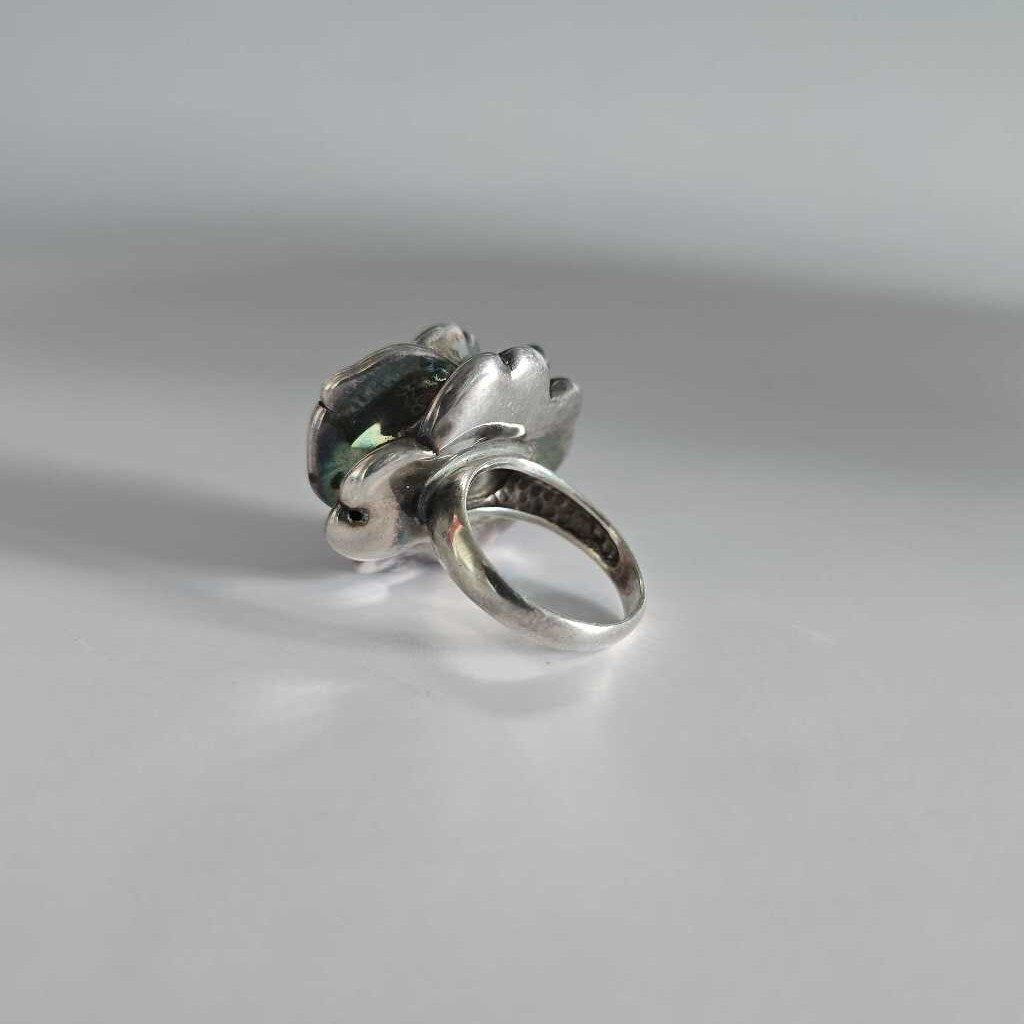 1970s 925 Sterling Silver Electroform Rose Ring SZ 8