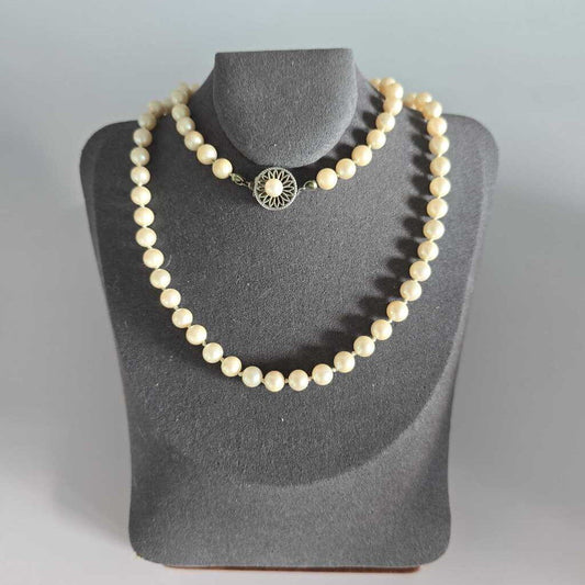 Vintage Cultured Pearls with Sterling Clasp 22in