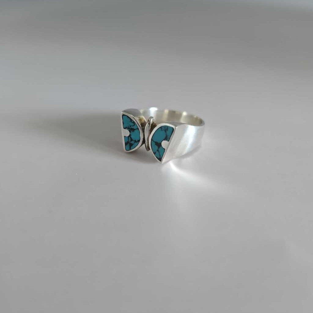 Vintage Navajo Sterling & Turquoise Butterfly Ring SZ6.5