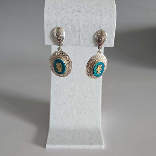 Vintage Peruvian Tumi Sterling & Turquoise Earrings