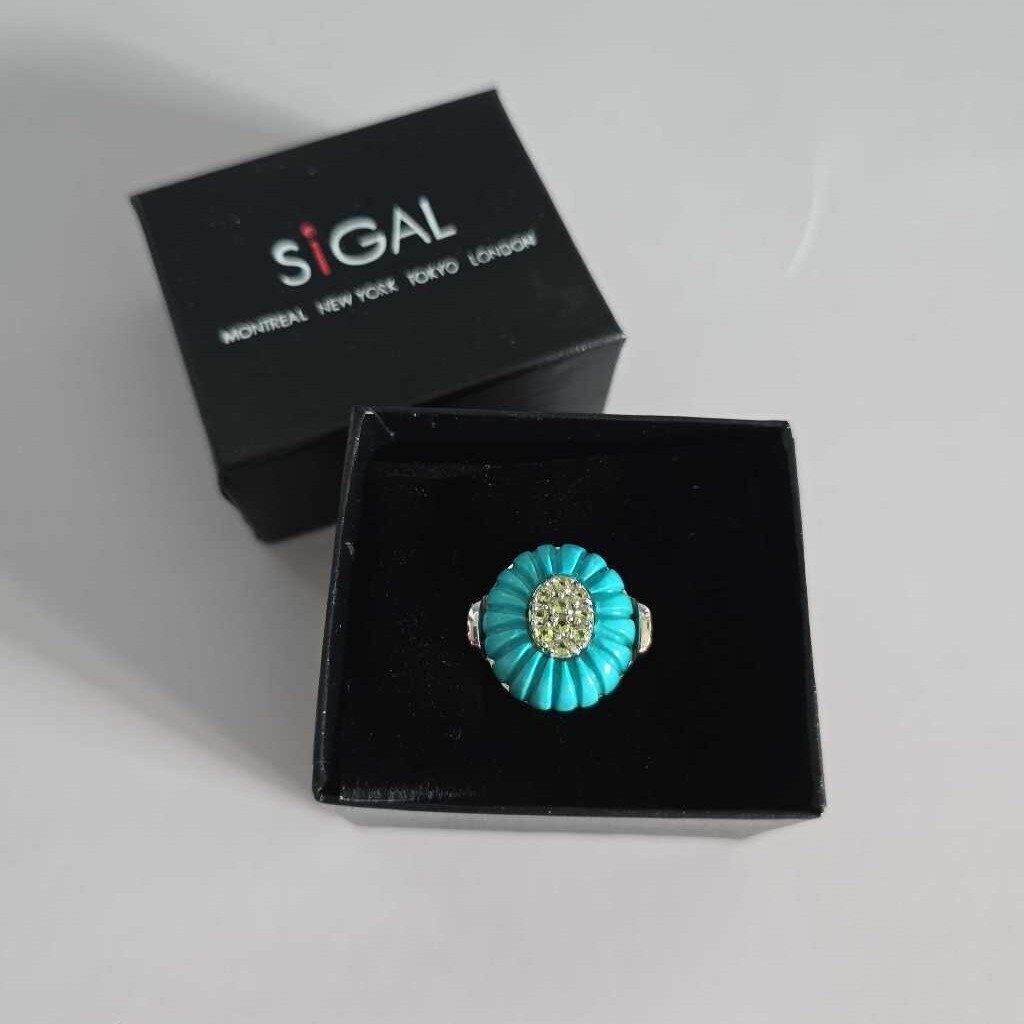 SIGAL Sterling Silver & Turquoise Ring SZ8