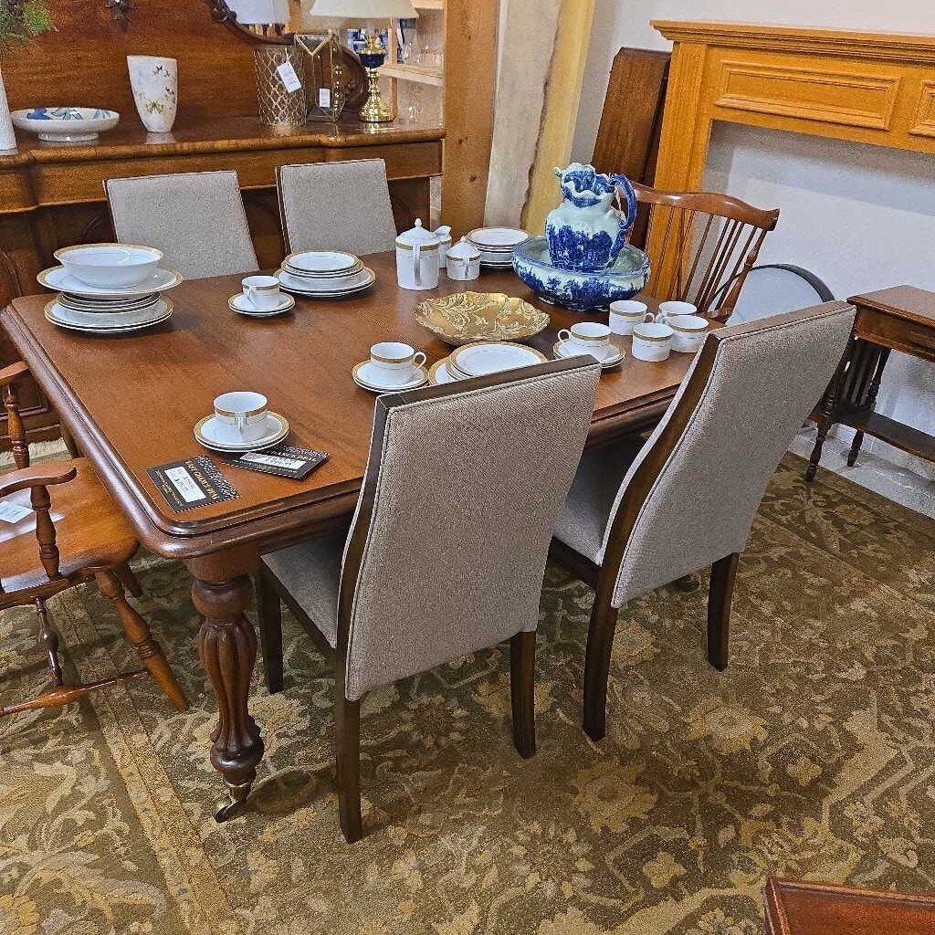 S/4 GREY DINING CHAIRS w/ WOOD TRIM