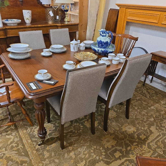 S/4 GREY DINING CHAIRS w/ WOOD TRIM