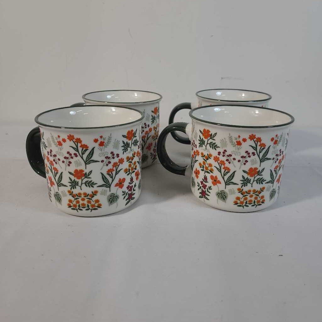 S/4 FLORAL MUGS