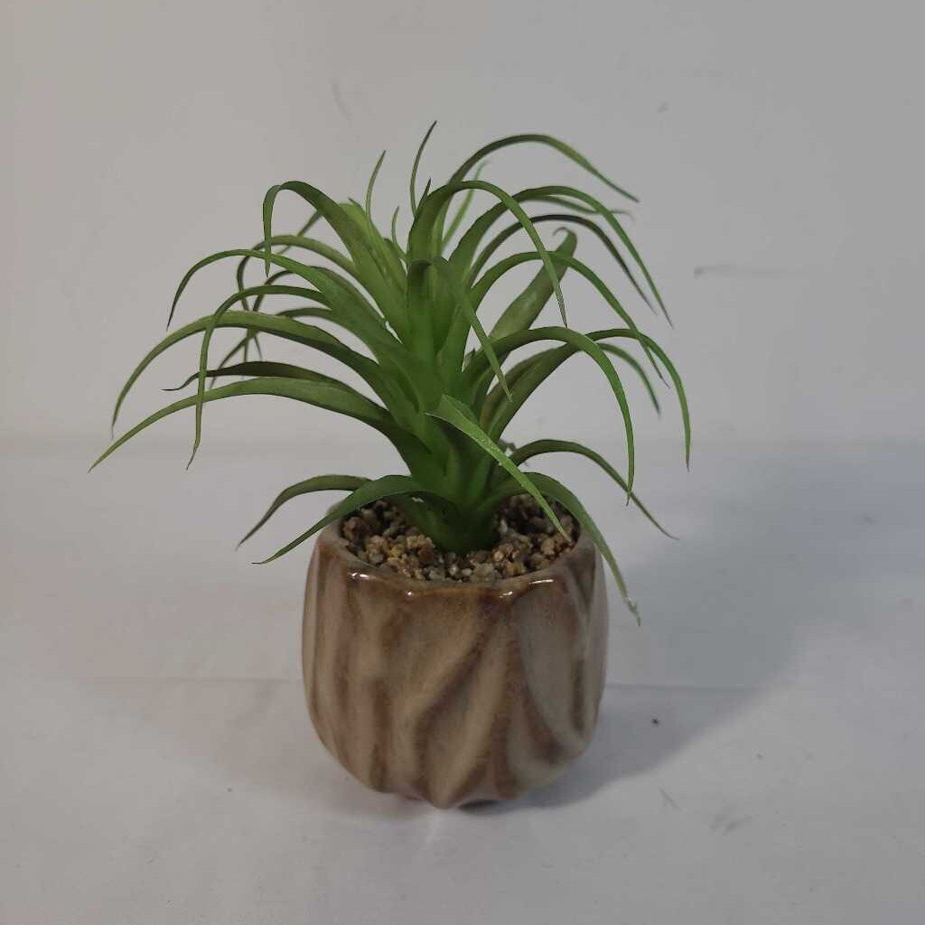 SM FAUX SUCCULENT IN TAUPE POT