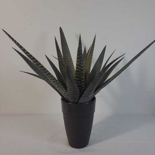 FAUX ALOE IN RIBBED POT