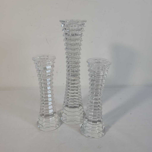 S/3 RIBBED TAPER CANDLE HOLDERS