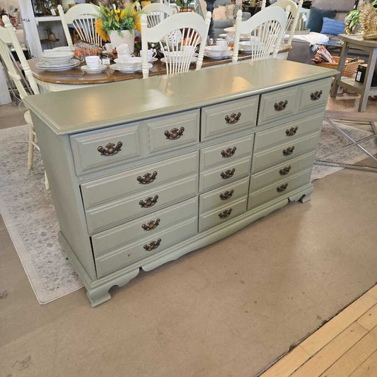 KROEHLER 9 DRAWER SAGE GREEN DRESSER