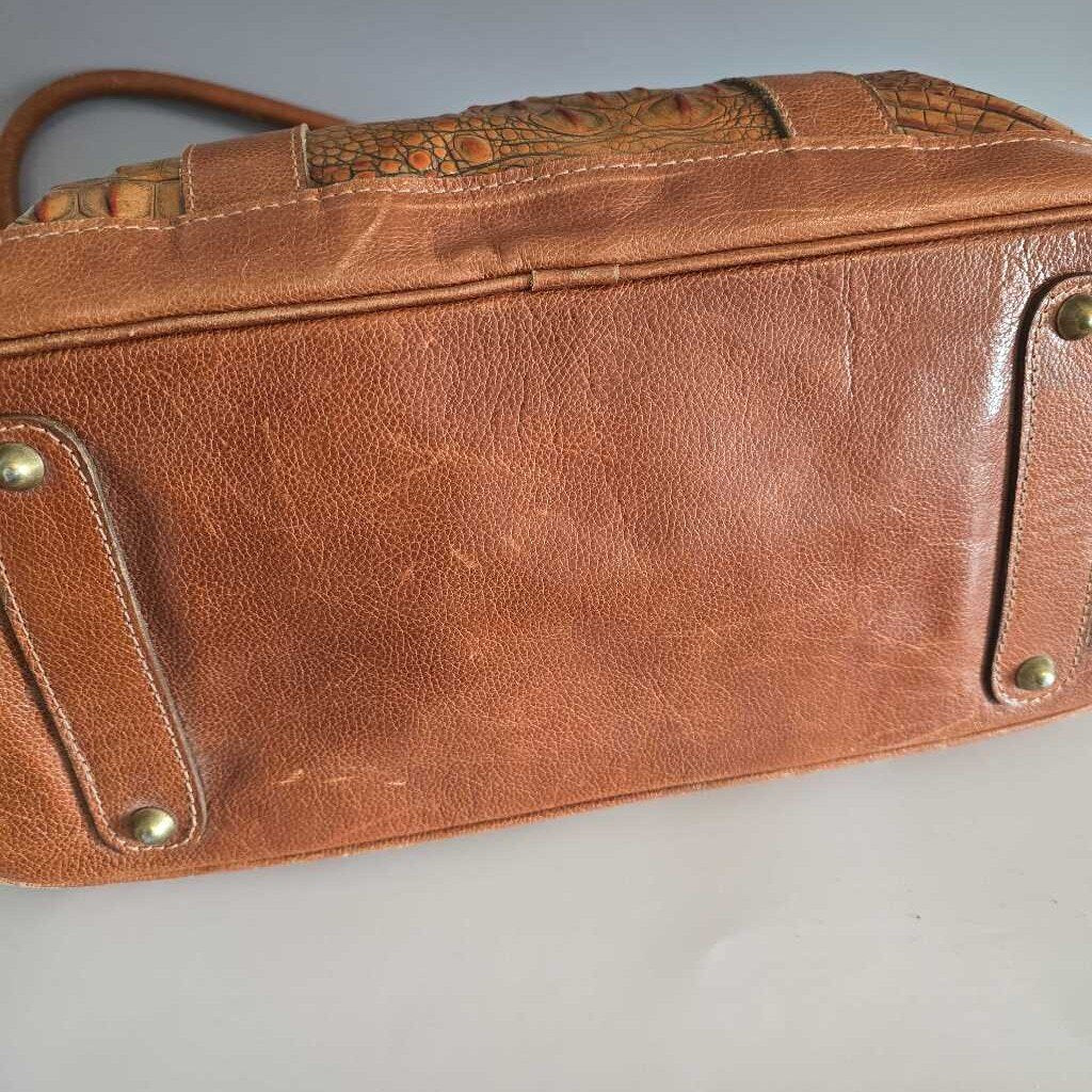 Vintage Edmond Salama MATTEO MIO Cognac Crocodile Embossed Leather Shoulder Bag