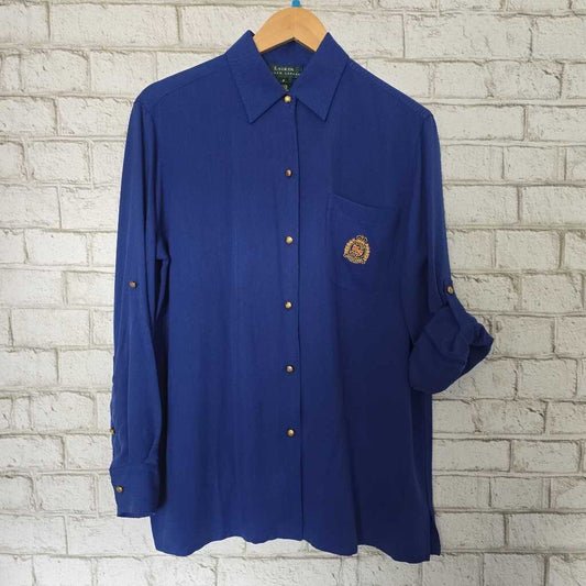 Vintage RALPH LAUREN Navy Silk Shirt