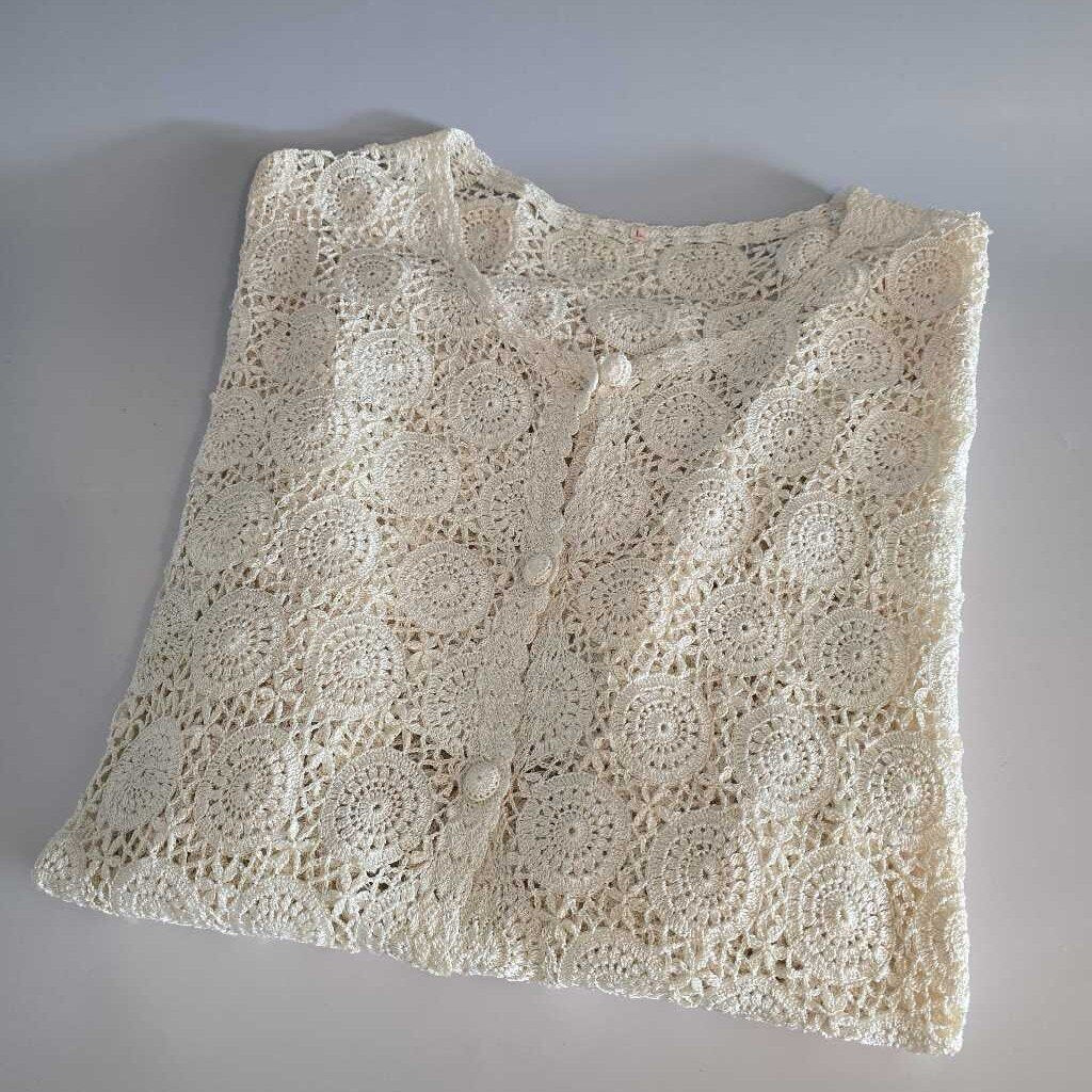 Vintage Crochet Button Cardigan