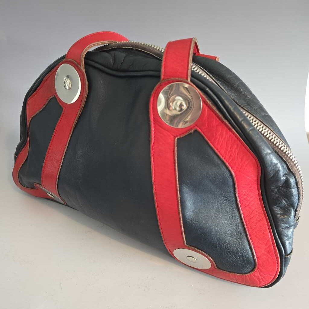 *RARE* Vintage BREZIN PARIS EMMANUELLE KHANH Leather Hand Bag 1960s Space Age