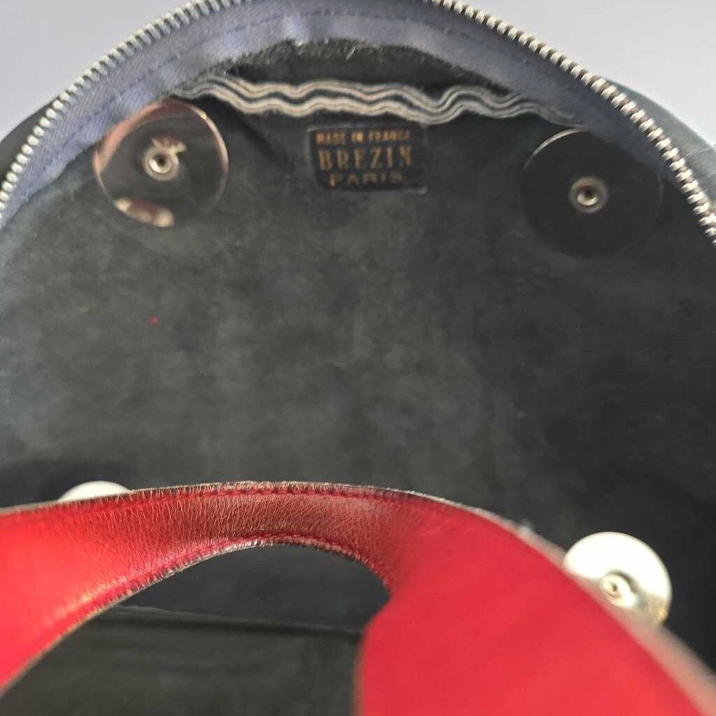 *RARE* Vintage BREZIN PARIS EMMANUELLE KHANH Leather Hand Bag 1960s Space Age