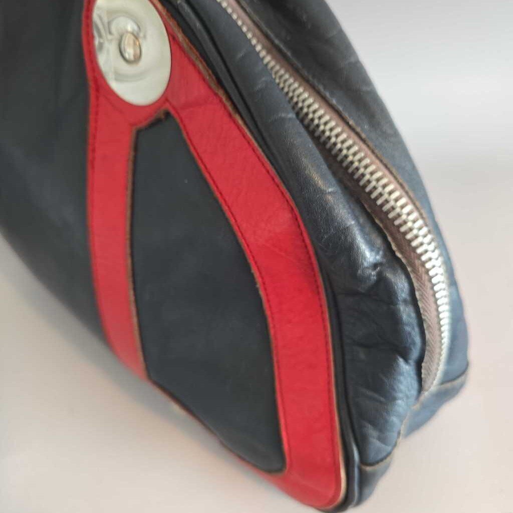 *RARE* Vintage BREZIN PARIS EMMANUELLE KHANH Leather Hand Bag 1960s Space Age