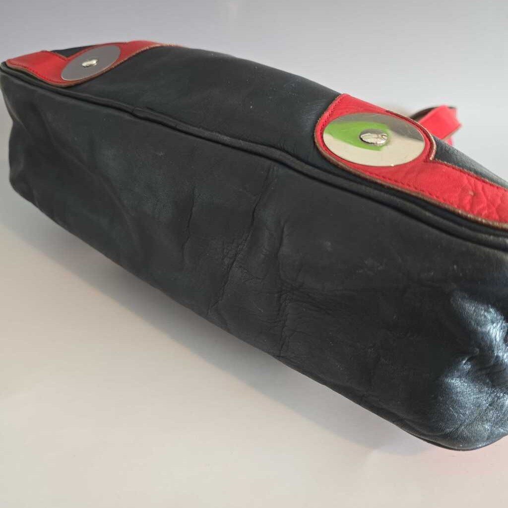 *RARE* Vintage BREZIN PARIS EMMANUELLE KHANH Leather Hand Bag 1960s Space Age