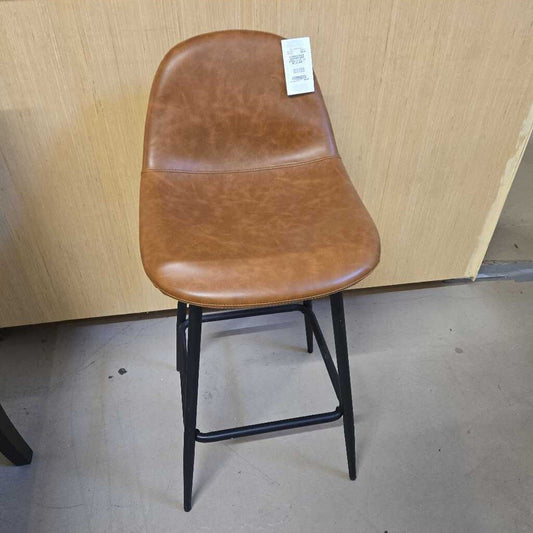 COGNAC FAUX LEATHER BAR STOOL