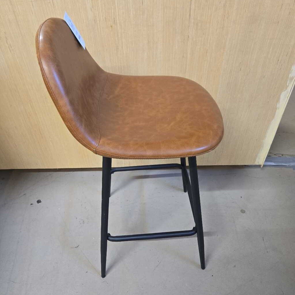 COGNAC FAUX LEATHER BAR STOOL