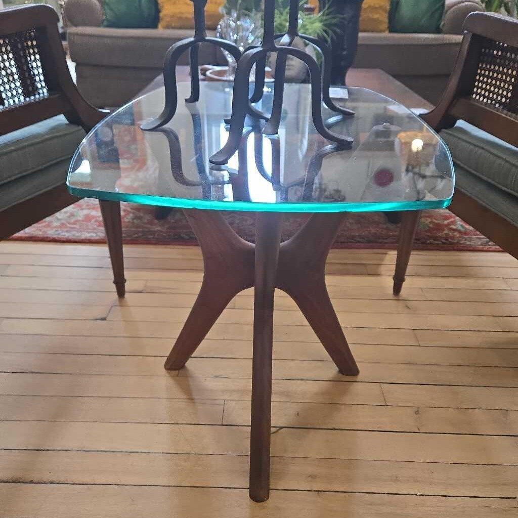 CROSS LEG GLASS TOP END TABLE