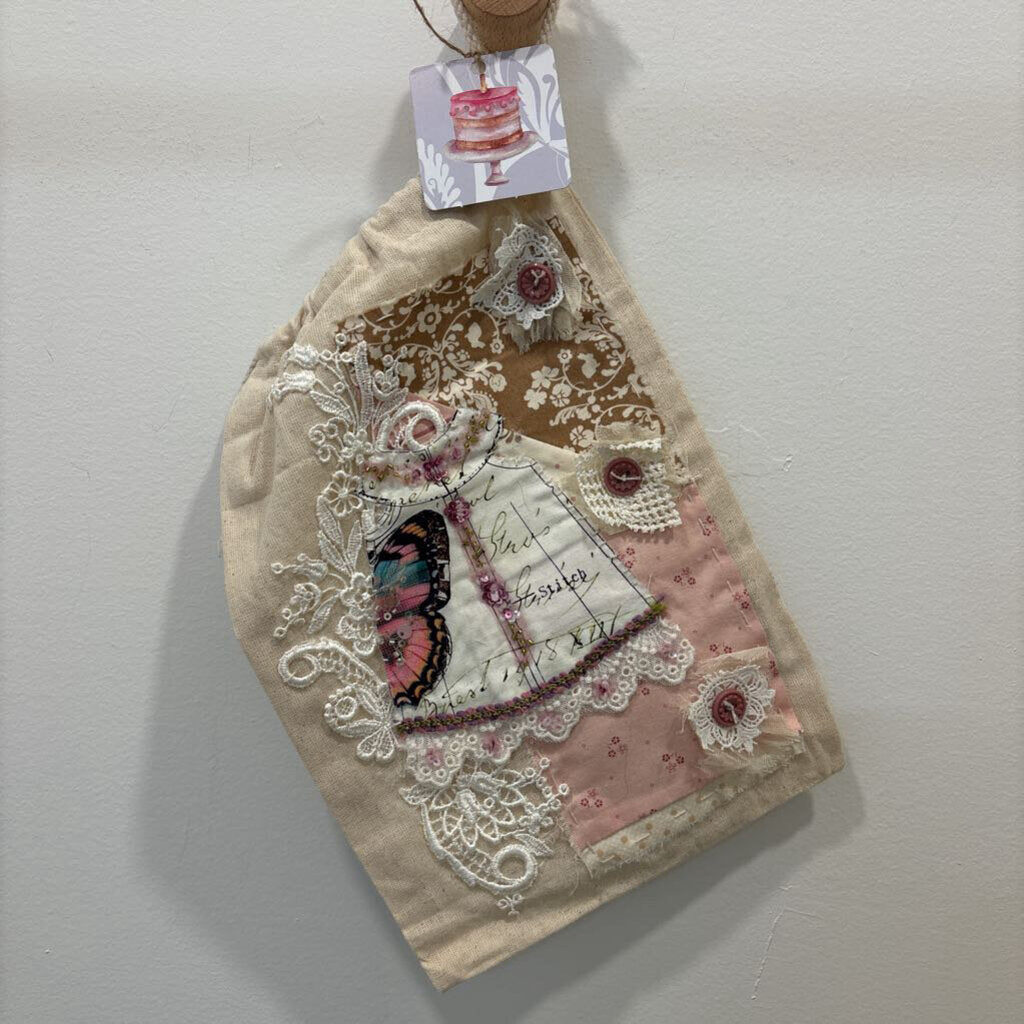 Draw String Canvas Bag ( Medium) dress with butterfly