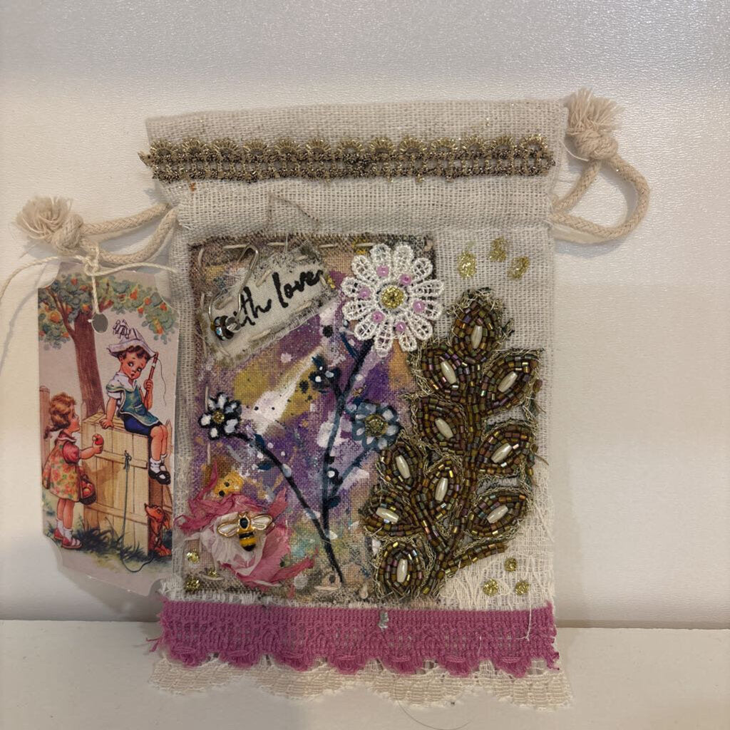 Canvas Hand Decorated Gift Bag ( small)