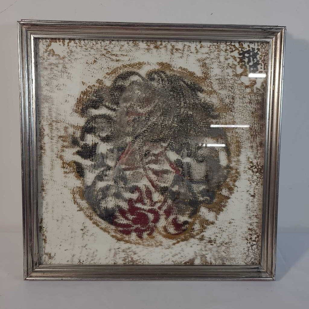 FRAMED GREY/GOLD ABSTRACT~A
