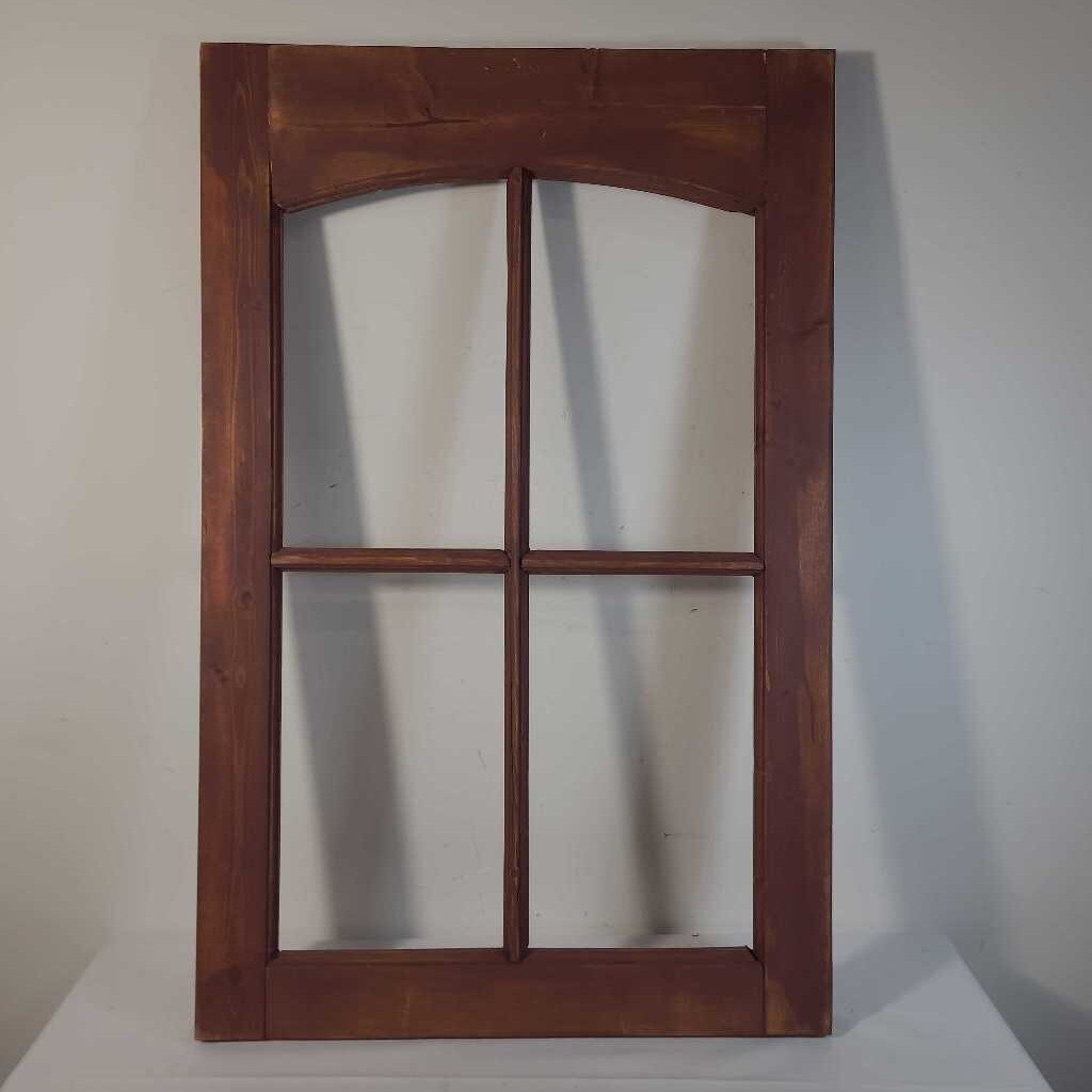 DISTRESSED BROWN WOOD WINDOW FRAME