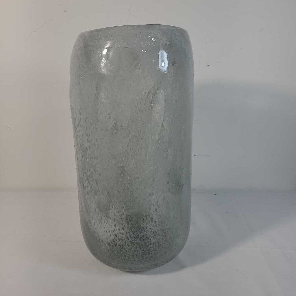 GREY/ WHITE HAND BLOWN GLASS VASE